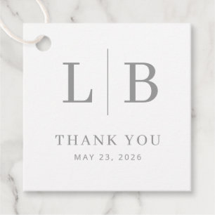 Elegant Grey Initials Thank You Favour Tags