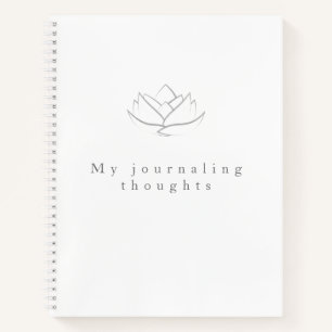 Elegant Grey Lotus Flower Journaling Thoughts Notebook