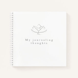 Elegant Grey Lotus Flower Journalling Thoughts Notebook