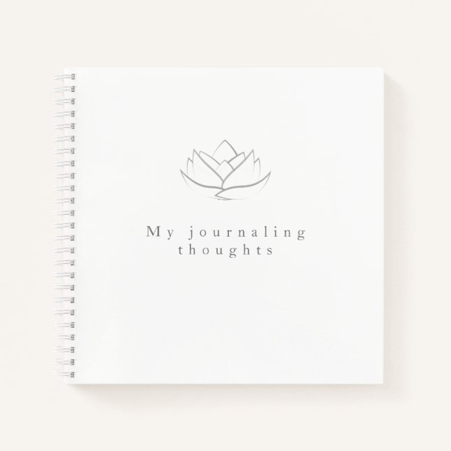 Elegant Grey Lotus Flower Journalling Thoughts Notebook (Front)