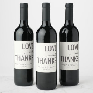 Elegant Grey Love Thanks Wine Label