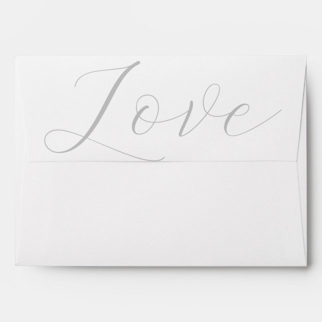 Elegant Grey Love Wedding Envelope (Back (Top Flap))