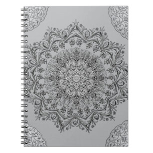Elegant Grey Mandala Boho Spiral Notebook