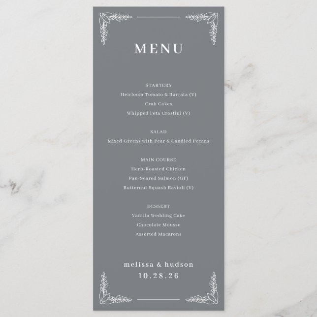Elegant Grey Menu Template (Front)