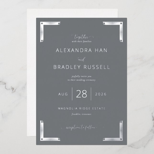 Elegant Grey Metallic Borders (Front/Back)