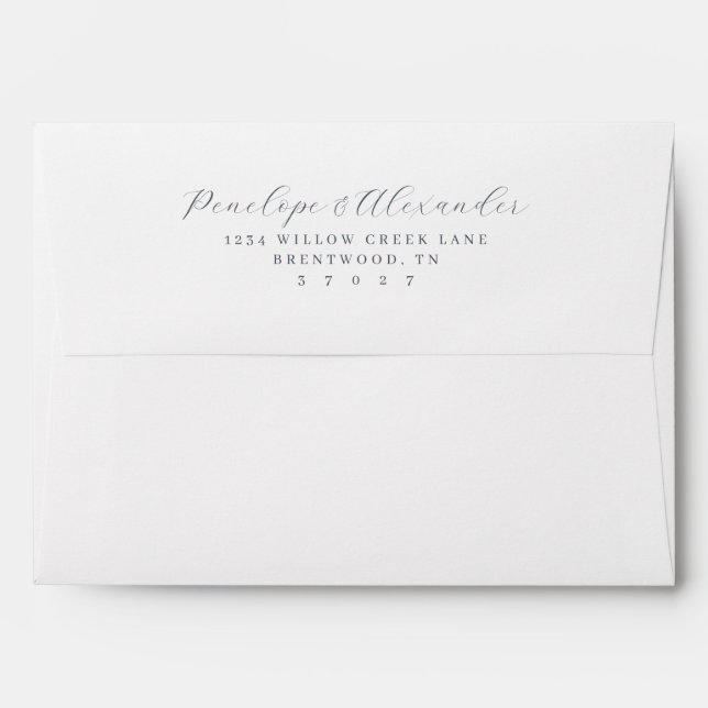 Elegant Grey Minimalist Calligraphy Envelope (Back (Top Flap))