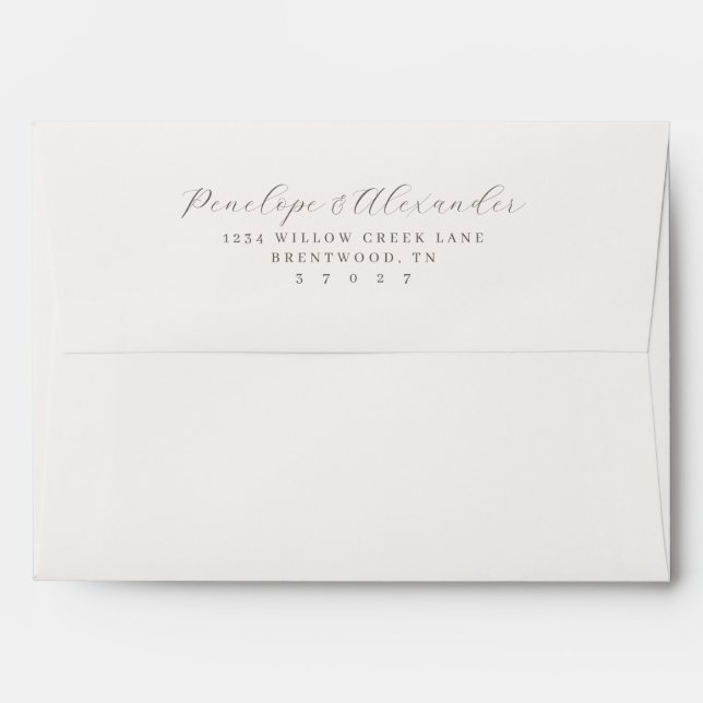 Elegant Grey Minimalist Calligraphy Envelope (Back (Top Flap))