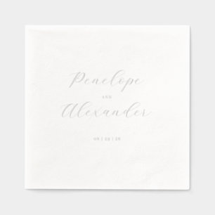 Elegant Grey Minimalist Calligraphy Foil Napkins