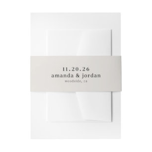 Elegant Grey Minimalist Calligraphy Invitation Belly Band