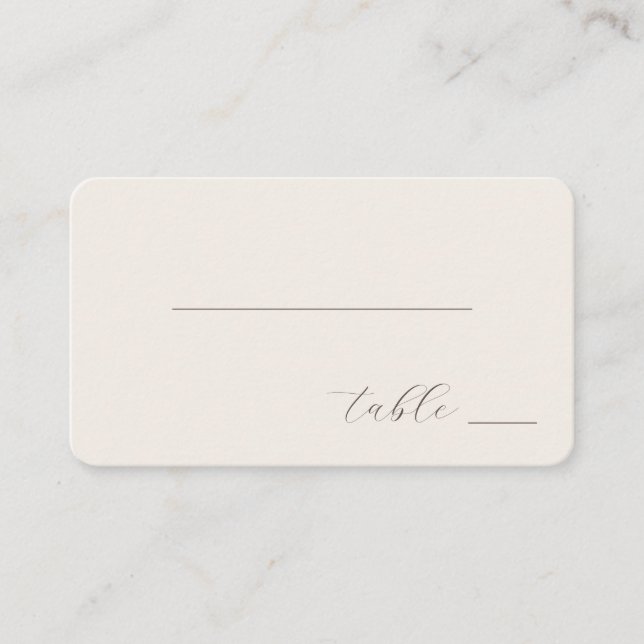 Elegant Grey Minimalist Calligraphy Place Card (Front)