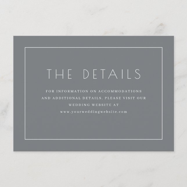Elegant Grey Minimalist Details Enclosure Card (Front)