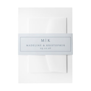 Elegant Grey Minimalist Initials Invitation Belly Band