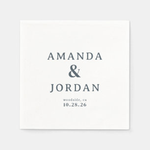Elegant Grey Minimalist Names Napkin