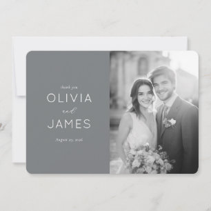 Elegant Grey Minimalist Photo Thank You Card