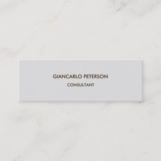 Elegant Grey Minimalist Professional Modern Mini Business Card (Front)