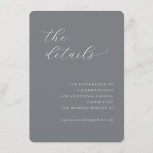 Elegant Grey Minimalist Wedding Details Card