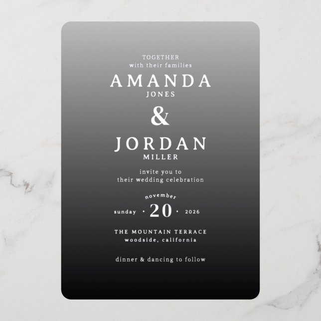 Elegant Grey Minimalist Wedding Invitation (Front)
