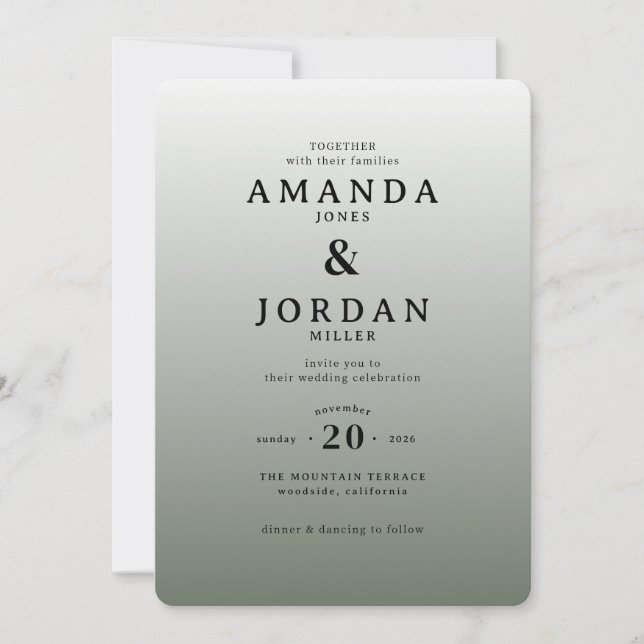 Elegant Grey Minimalist Wedding Invitation (Front)