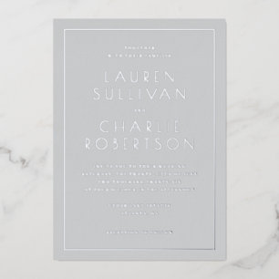 Elegant Grey Minimalist Wedding Invitation