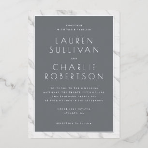 Elegant Grey Minimalist Wedding Invitation