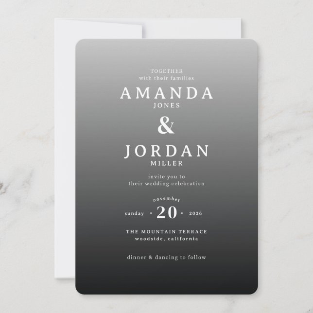 Elegant Grey Minimalist Wedding Invitation (Front)