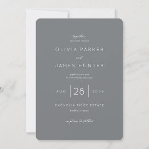 Elegant Grey Minimalist Wedding Invitation