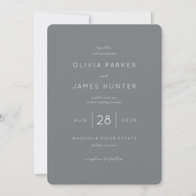 Elegant Grey Minimalist Wedding Invitation (Front)