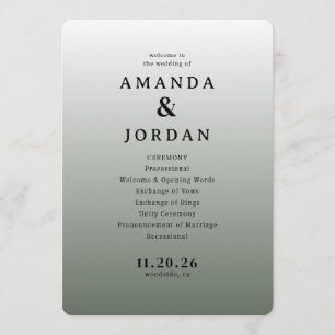 Elegant Grey Minimalist Wedding Program Programme