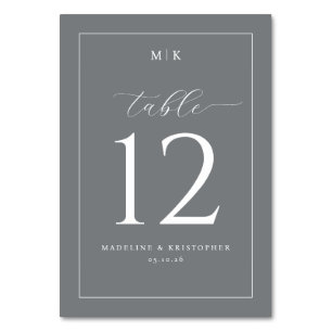 Elegant Grey Minimalist Wedding Table Card