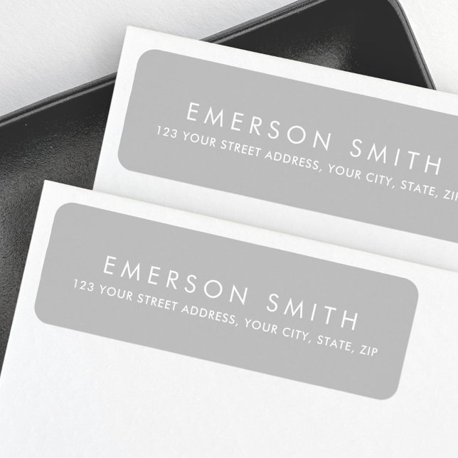 Elegant grey minimalist white return address (Elegant gray minimalist white return address label)