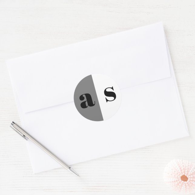 Elegant grey monogram envelope seal wedding (Envelope)