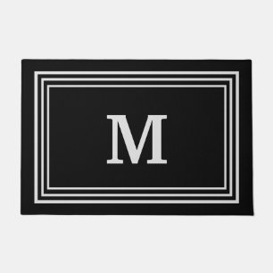 Elegant Grey Monogrammed Doormat
