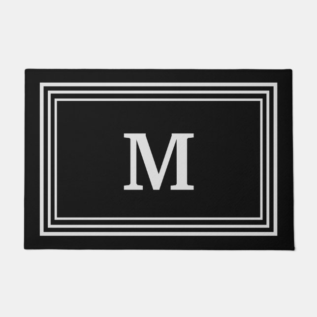 Elegant Grey Monogrammed Doormat (Front)