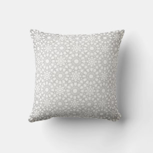 Elegant Grey Moroccan Geometric Pattern Cushion