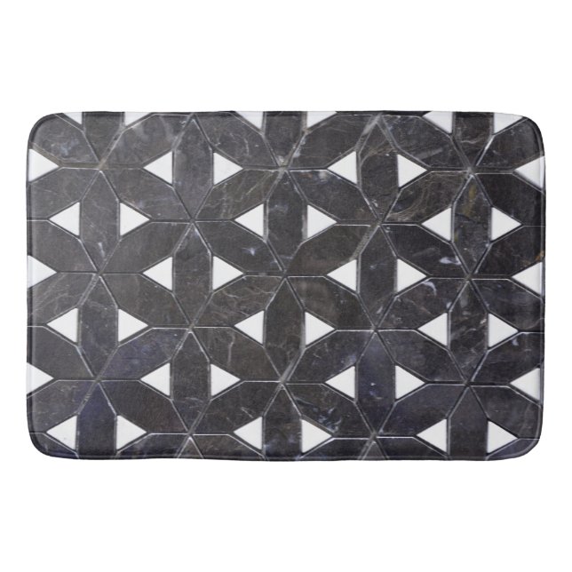 elegant Grey Mosaic flower of life Tile pattern Bath Mat (Front)