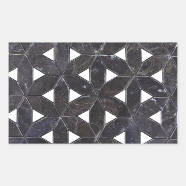 elegant Grey Mosaic flower of life Tile pattern Rectangular Sticker (Front)