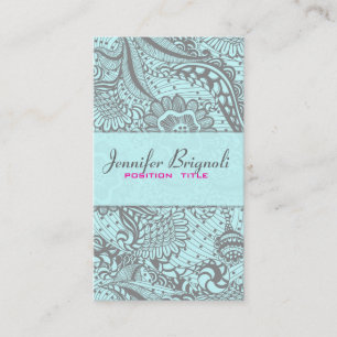 Elegant Grey & Pastel Blue Abstract Flowers 2 Business Card