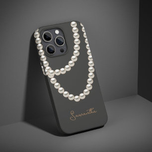 Elegant grey Pearl necklace iPhone 15 Pro Max Case