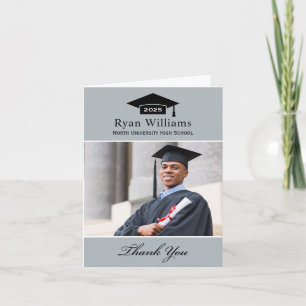 Elegant Grey Personalised Graduation Photo Thank You Card
