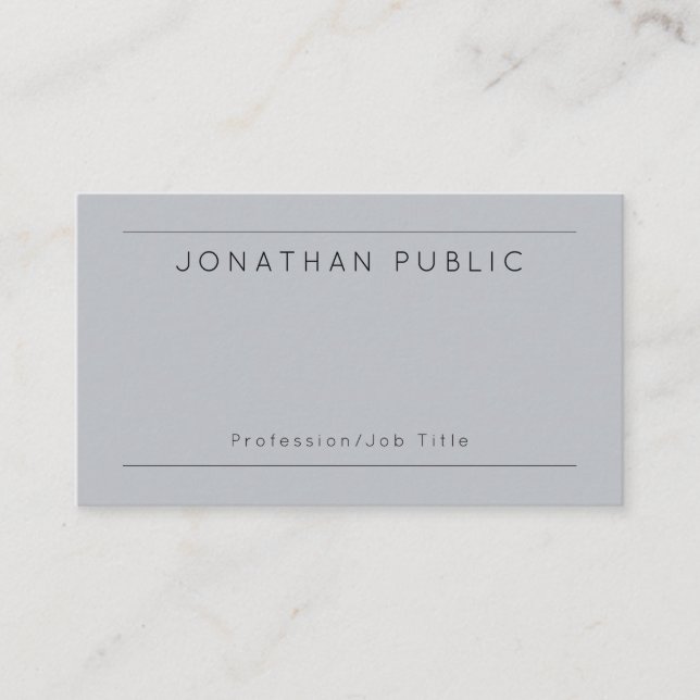 Elegant Grey Personalised Modern Minimalist Business Card (Front)