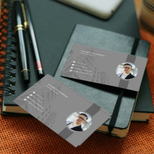 Elegant Grey Photo Business Card