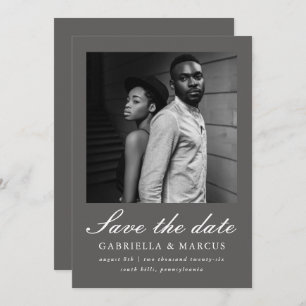 Elegant Grey Photo Wedding Save The Date