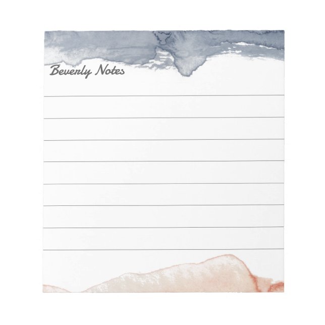Elegant Grey & Pink Personalised Lined Water Colou Notepad (Front)