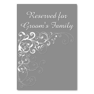 Elegant Grey Reserved Wedding Table Card