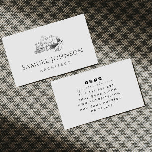 Elegant Grey Residential Building House Architect Business Card