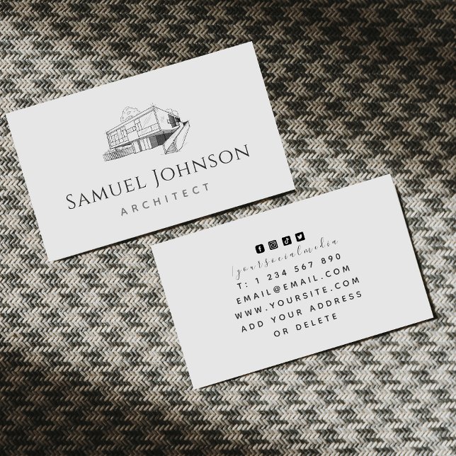 Elegant Grey Residential Building House Architect Business Card (Creator Uploaded)