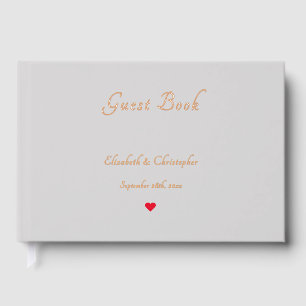 Elegant Grey Rose Gold Heart Weddings Anniversary Guest Book