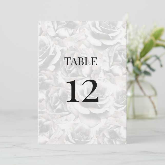 Elegant Grey Roses Personalised Wedding Table  (Standing Front)
