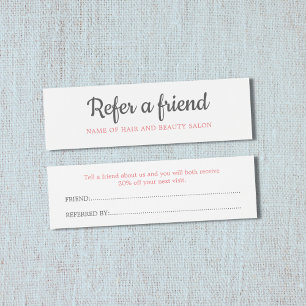 Elegant Grey Salmon Beauty Salon Referral Card