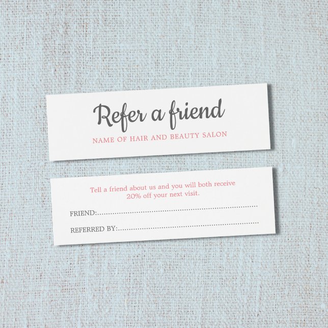 Elegant Grey Salmon Beauty Salon Referral Card (Creator Uploaded)